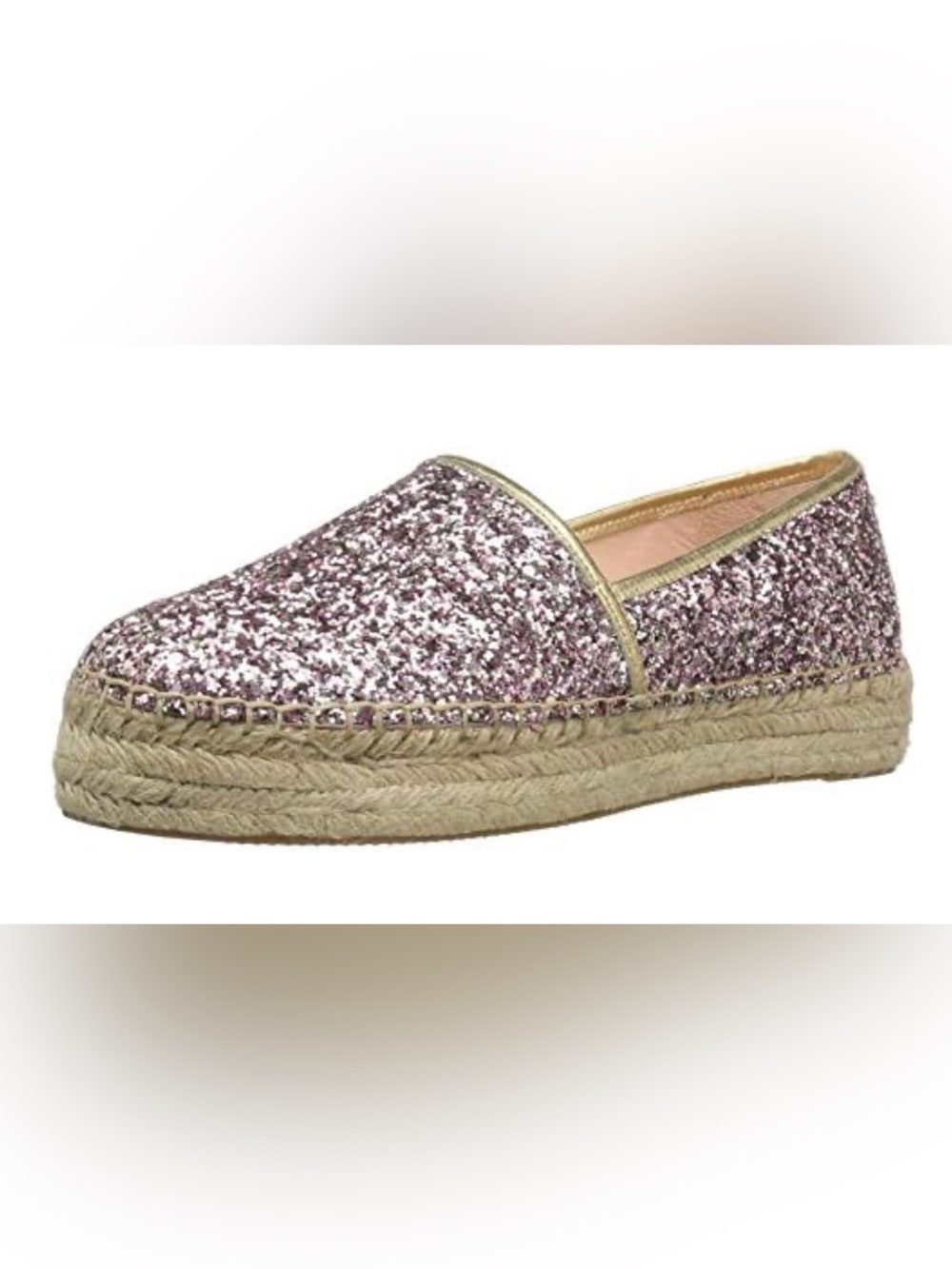 Kate Spade New York Lily Rose Gold Glitter Espadrille Flats Slip on size 8